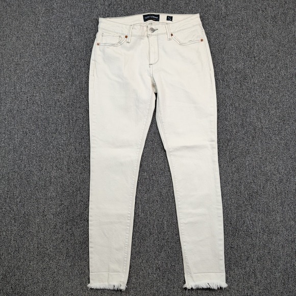 Lucky Brand Sasha Super Skinny Jeans 6 28 Cream Off White Raw Frayed Hem Boho — photo 2